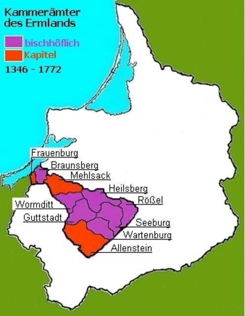 Kammerämter des Ermlandes > https://de.wikipedia.org/wiki/F%C3%BCrstbistum_Ermland | Foto: wie vor
