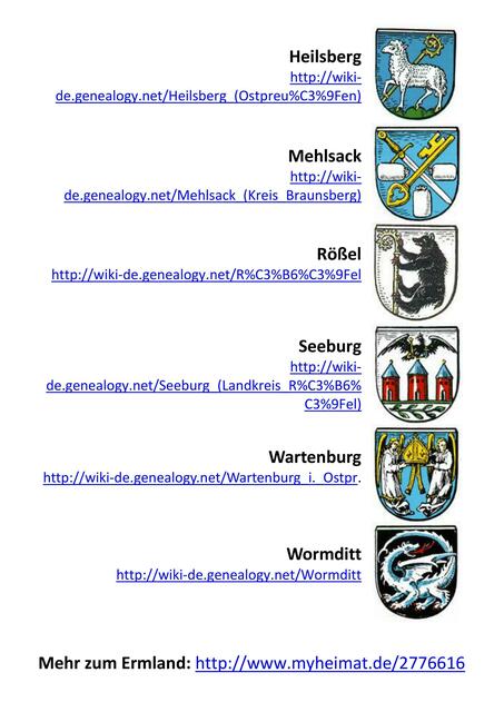 Wappen der ermländischen Städte II