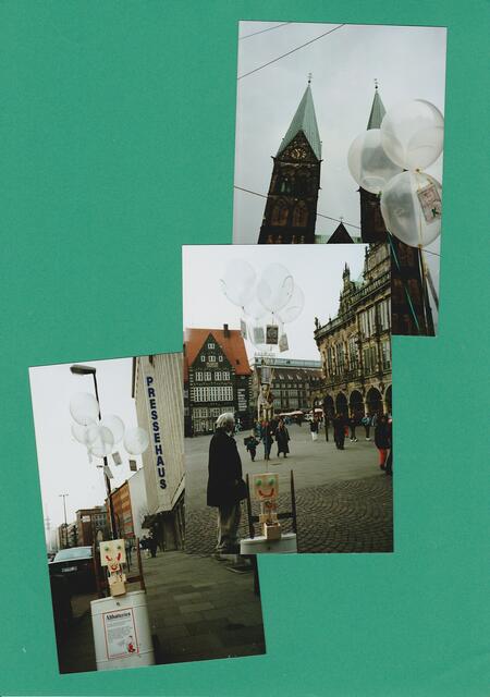 Bremen, 6. April 1992: Eröffnung der 1. Umwelt-Olympiade auf dem Marktplatz mit einer Bremer Schulkiste (BAKI)