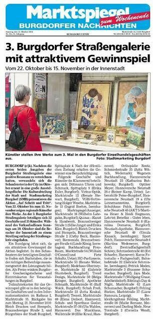 Die Burgdorfer Straßengalerie wird erfolgreich in der 3. Ausgabe in der Burgdorfer Innenstadt präsentiert. | Foto: Marktspiegel