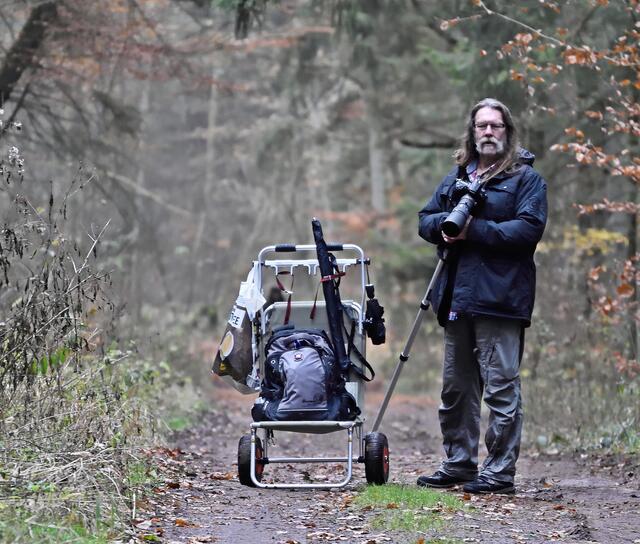 "Wolle" Krohn mit schwerem Equipment