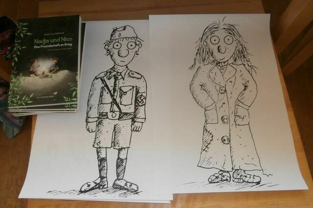 Hitlerjunge Nico und Nadja, die keine "stolze" Uniform, sondern einen Flickenmantel trägt.