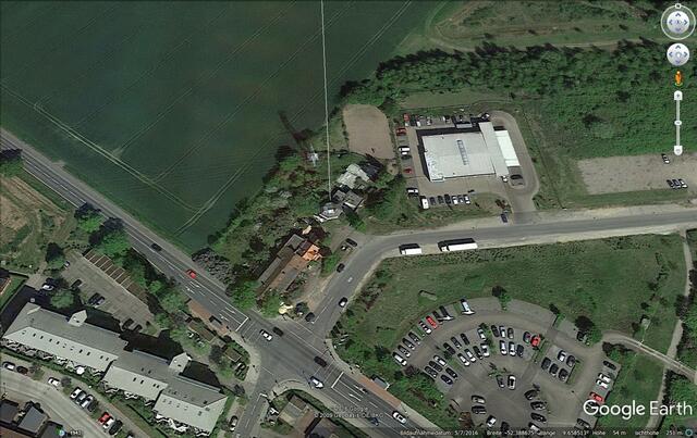 Blick von oben auf die Ahlemer Windmühle via Google Earth