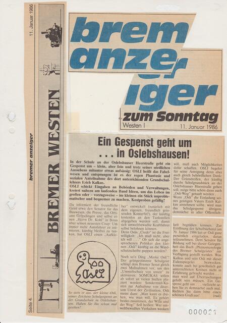 Bremen, 11. Januar 1986: Ein Gespenst geht um...in Oslebshausen! | Foto: BREMER ANZEIGER