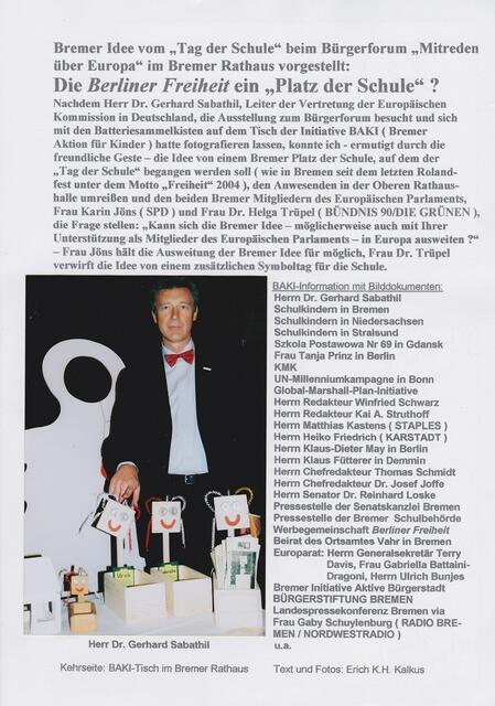 Bremen, 17. September 2007: Bremer Aktion für Kinder im Bremer Rathaus