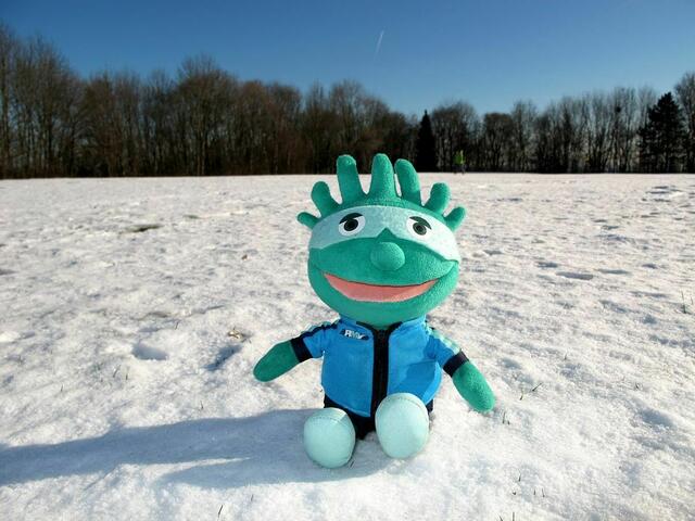 BuBa auf einem verschneiten Golfplatz bei Bad Homburg
