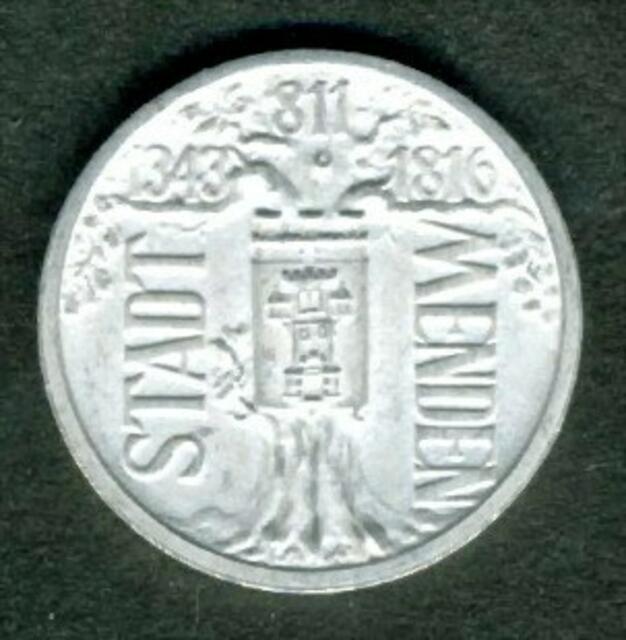 Notmünze der Stadt Menden 1923 Rückseite