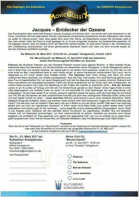 Jetzt ausfüllen und Freikarten gewinnen!