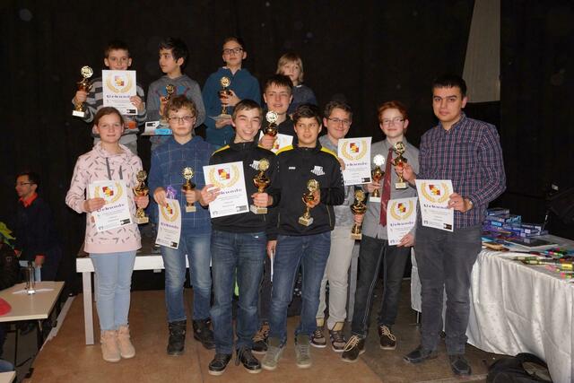 Erst- bis Drittplatzierte der U10 bis U18