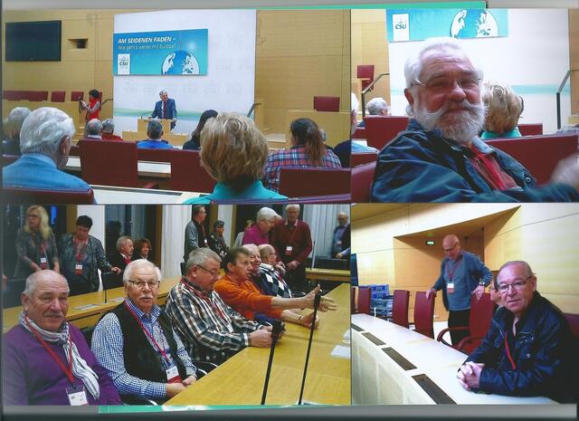 Oben rechts ein aufmerksamer Zuhörer -                  unser Haberl Hans, Fußball-Schiedsrichter, FCA-Fan und FC Bayern-Fan in einer Person