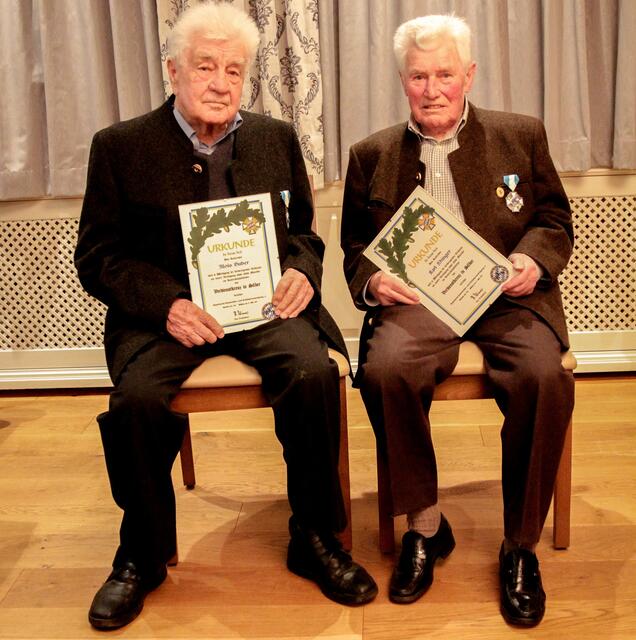 Alois Huber und Karl Ehinger, die beiden letzten Veteranen (Kriegsteilnehmer) des Vereins | Foto: Andreas S. Köhler