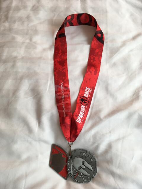 Die Finisher-Medaille und die drittel Sprint-Medaille