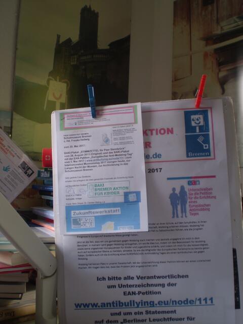 20. Mai 2017: Erklärung zur Bremer Aktion für Kinder für Frau Frauke Hellwig, Direktorin des Schulmuseums Bremen