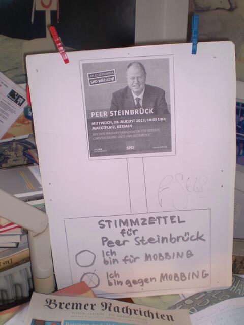 20. Mai 2017: Blick auf den "STIMMZETTEL für Peer Steinbrück"