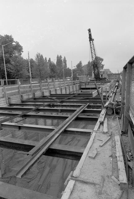 Bauarbeiten am U-Bahn-Tunnel am Braunschweiger Platz im Juli 1987
