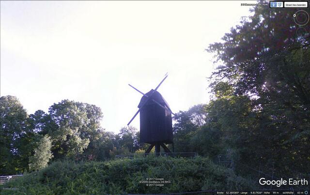 Blick via Google Streetview auf die Mühle, vor dem Abbau 2007 aufgenommen