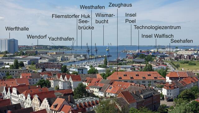Stadtpanorama von der Werfthalle bis zum Seehafen. Foto/Grafik: Helmut Kuzina