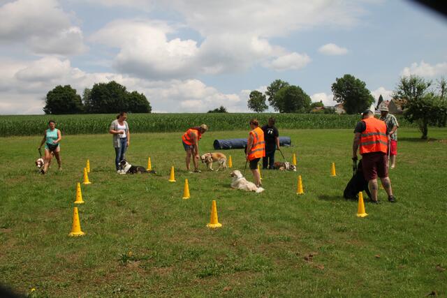 Viel Spaß hatten Herr und Hund beim lebendigen "Tic, tac, toe"