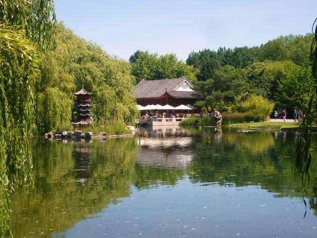 Blick auf das Restaurant im Chinesischen Garten