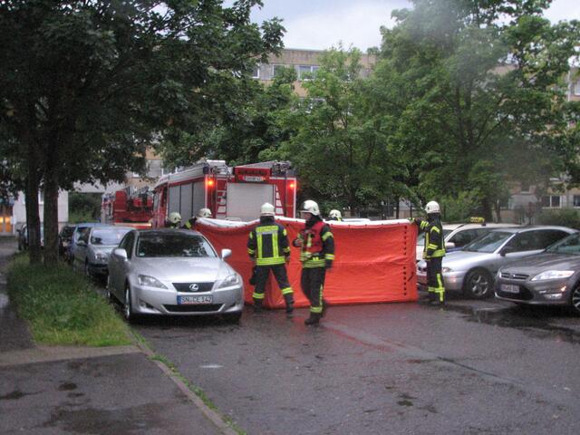 Das Sprungtuch wird aufgeblasen