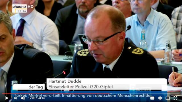 Gesamteinsatzleiter Hartmut Dudde - Alles was er am 19. Juli tat, war ablesen (Screenshot / Youtube)