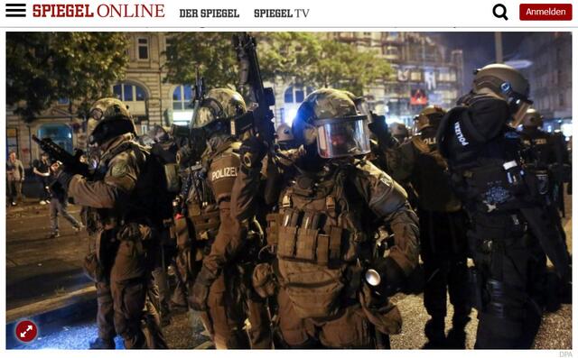 SEK in Aktion am 7. Juli im Hamburger Schanzenviertel (Screenshot / Spiegel Online)