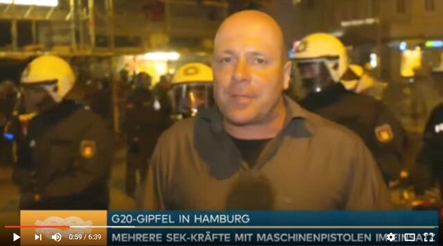 Auch Fernseh-Reporter Christoph Wanner hat keine Molotow-Cocktails gesehen (Screenshot / Youtube / N24)