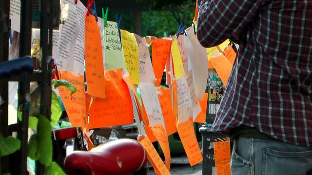 Anwohner im Schanzenviertel schreiben auf was sie denken - Aufnahme vom 9. Juli 2017 (Foto: Max Bryan)