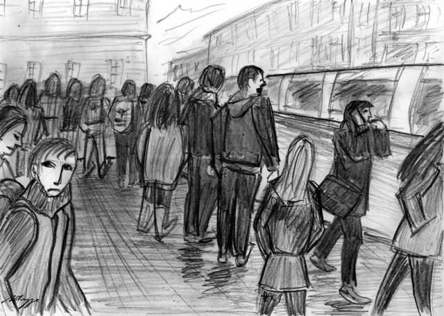 Maxi Herta Altrogge: Wiener Miniaturen, Teil XVII: "Milieustudien: Menschen an Wiener Straßenbahn-Haltestellen"