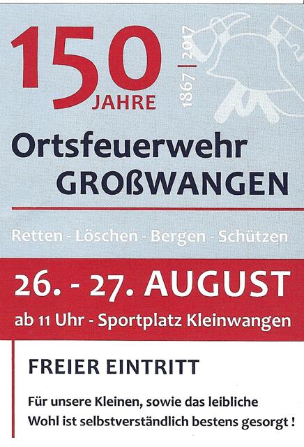 150 Jahre FFW Wangen im August 2017 !
