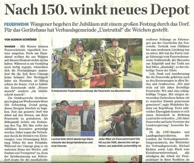 150 Jahre FFW Wangen im August 2017 !