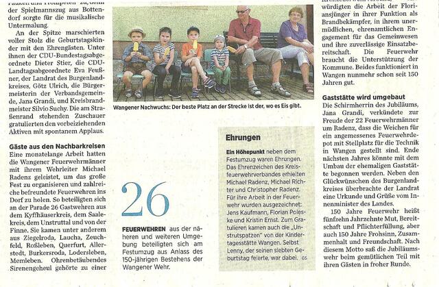 150 Jahre FFW Wangen im August 2017 !
