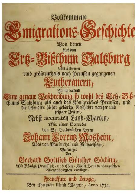 Göcking, Vollkommene Emigrationsgeschichte mit vielen Namen ab S. 688 (657) > https://ia600508.us.archive.org/8/items/vollkommeneemigr00gcki/vollkommeneemigr00gcki.pdf | Foto: wie vor