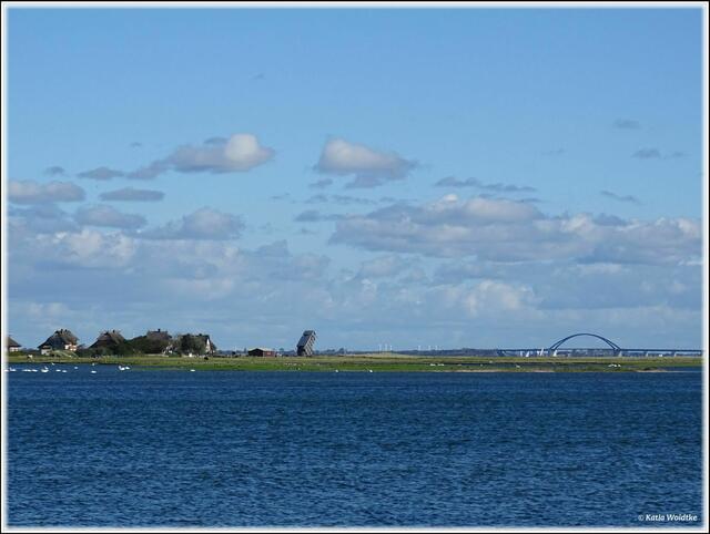 Graswarder mit Aussichtsturm - im Hintergrund die Fehmarnsundbrücke (Foto: Katja Woidtke)