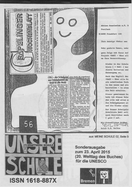 GRÖPELINGER WOCHENBLATT: "OSLI - der Schulgeist als BAKI in alle Welt"