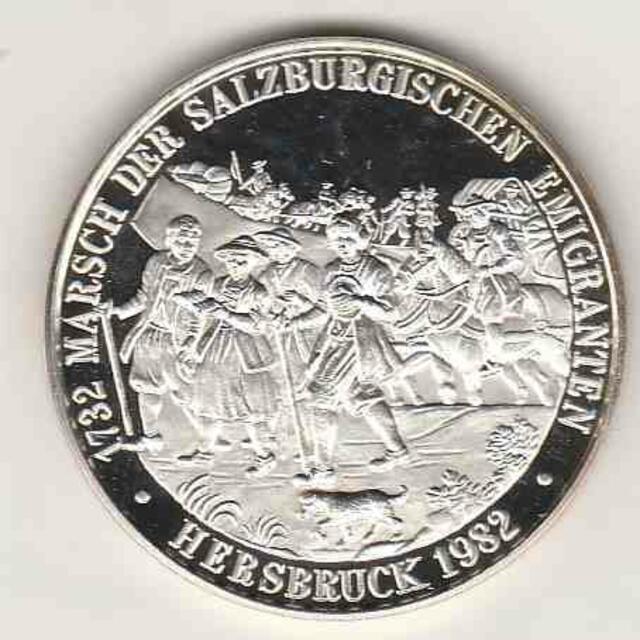 Erinnerungsmedaille 1982 zum Empfang der Salzburger Emigranten in Hersbruck am 16. Juli 1732 &gt; s. a. Helmut Süß