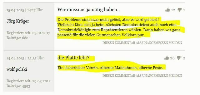 Lesermeinung in der SVZ zum Verein die Platte lebt.