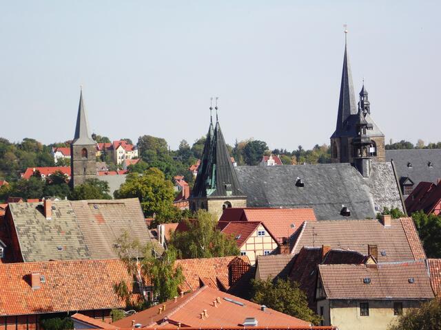 Die Kirchen von links: Mathildiskirche, St. Blasii, Marktkirche.