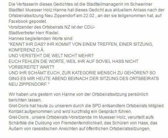 (...)kurzfristig Kontakt aufgenommen und ein Gespräch führen"!