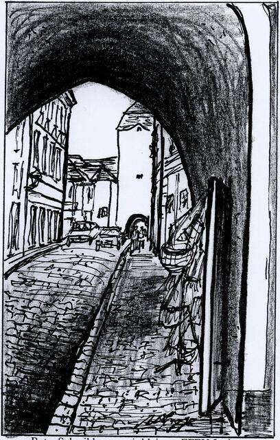 Schwibbogen im "Verderberhaus" mit Blick in die Znaimer Straße