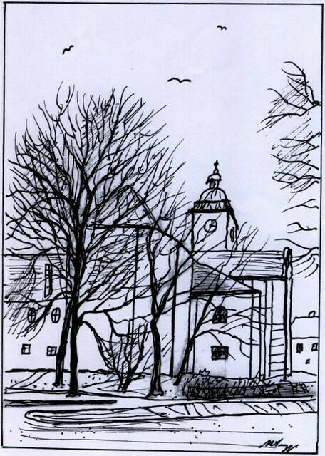 Stadtpfarrkirche an einem Winterabend