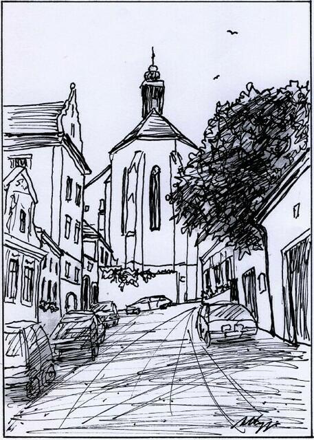 Klostergasse und Dominikanerkirche im Winter
