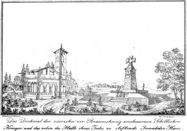 Schill-Denkmal mit geplantem Invalidenhaus in Braunschweig | Foto: gemeinfrei, Carl Friedrich v. Vechelde: Ferdinand von Schill,