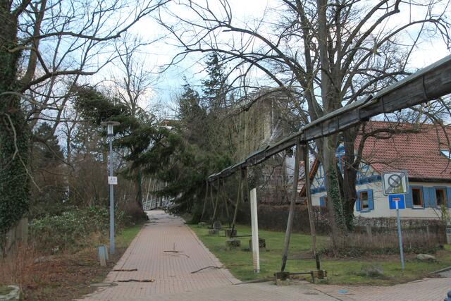 Hier hat es eine Tanne (fast) umgehauen. Gehalten wird sie nur noch vom eh schon Feldgestänge.