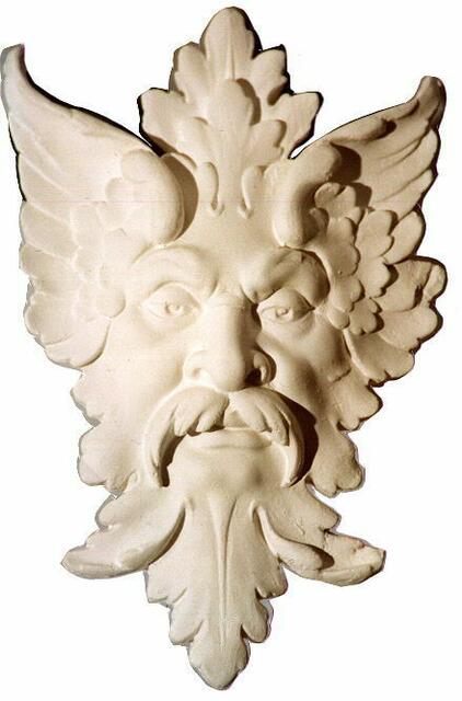 geflügelte Mascaron, ein Stuckornament in neomanieristischen Innenräumen