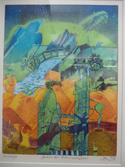 Barbara Dix: Farbradierung in der Ausstellung in der alten Diedorfer Dorfschmiede