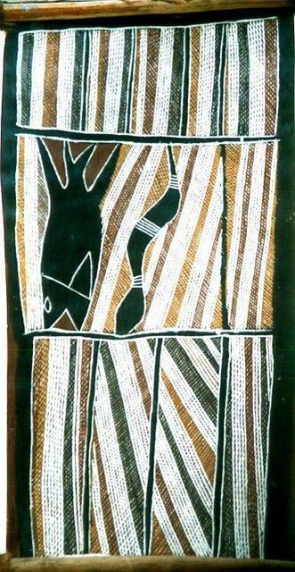 Aborigines: " die Welt war geteilt in die Tiere des Landes (Schlange) und des Wassers (Fisch)