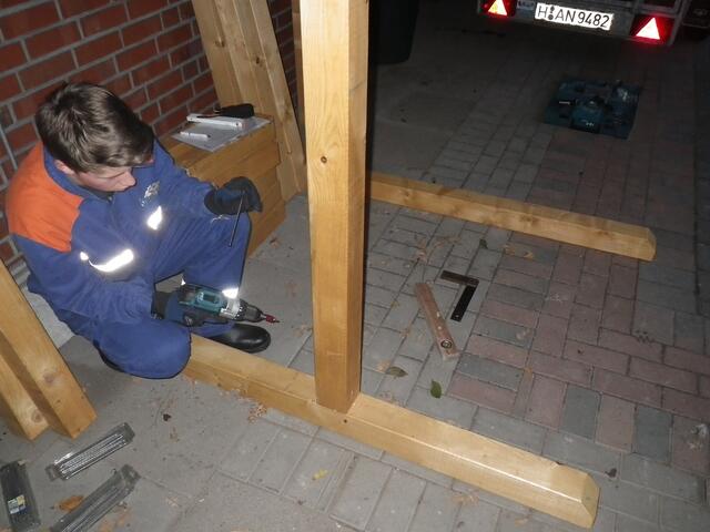 Montage des Fachwerkrahmens