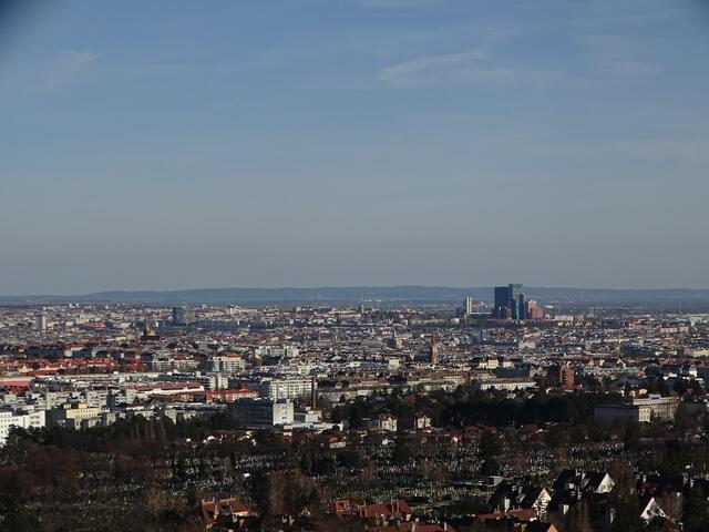 Blick auf Wien vom vorfrühlingshaften Wilhelminenberg