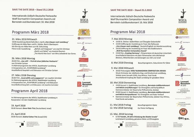 Programmübersicht - Internationale deutsch-Jüdische festwoche.